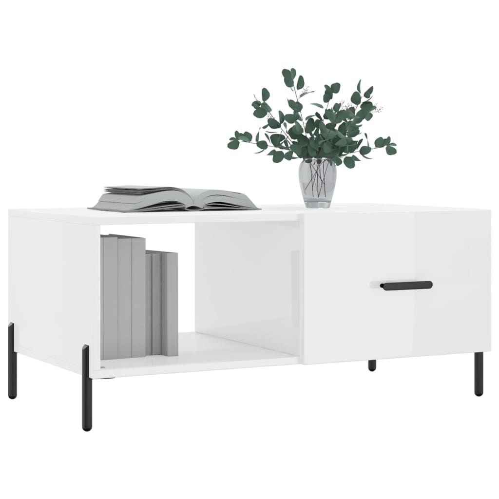 Modern Wooden Living Room Coffee Table With Door & Open Storage Shelf Wood