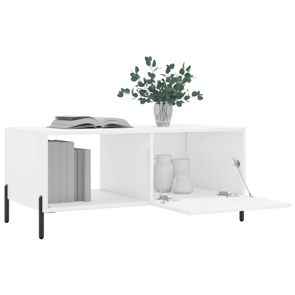 Modern Wooden Living Room Coffee Table With Door & Open Storage Shelf Wood