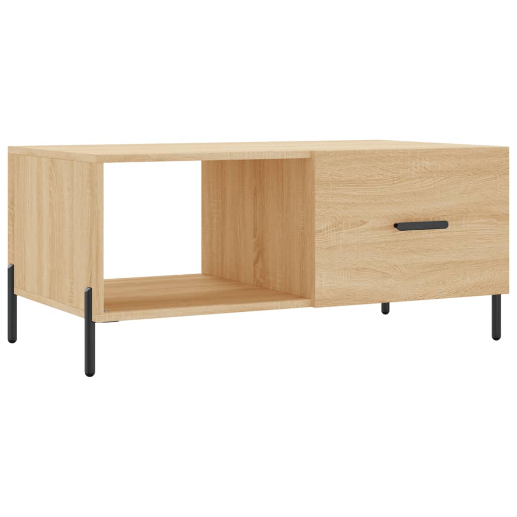 Modern Wooden Living Room Coffee Table With Door & Open Storage Shelf Wood