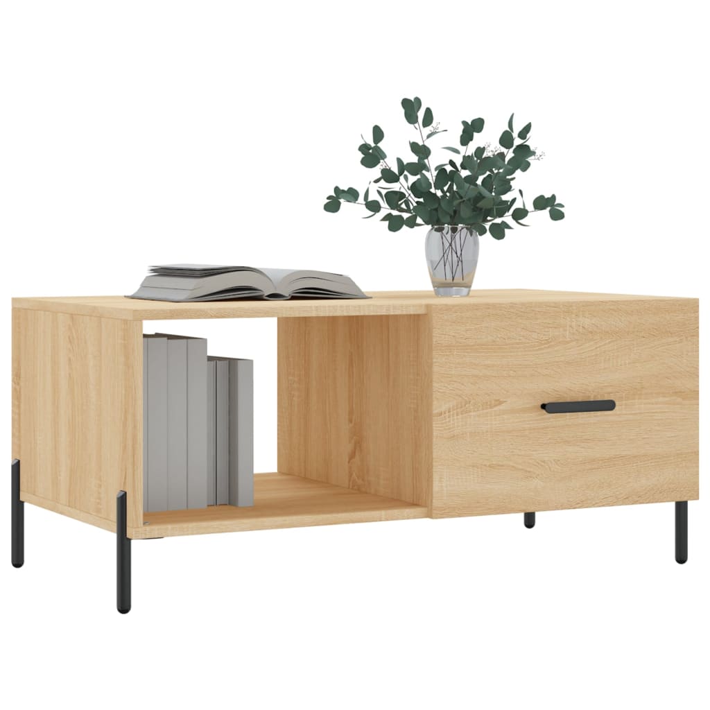 Modern Wooden Living Room Coffee Table With Door & Open Storage Shelf Wood