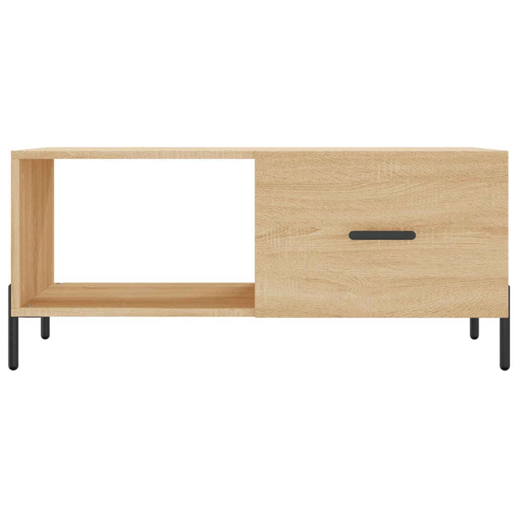 Modern Wooden Living Room Coffee Table With Door & Open Storage Shelf Wood