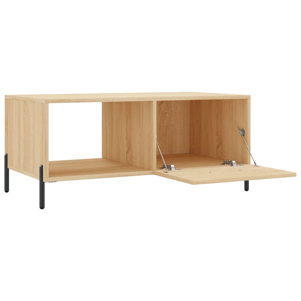 Modern Wooden Living Room Coffee Table With Door & Open Storage Shelf Wood