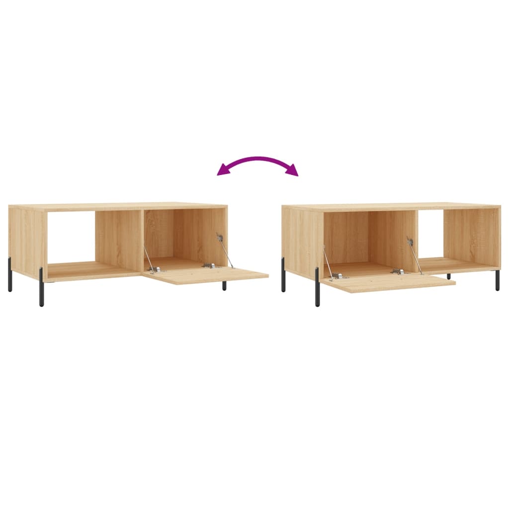 Modern Wooden Living Room Coffee Table With Door & Open Storage Shelf Wood