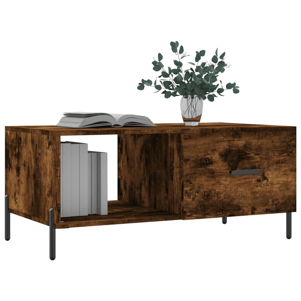 Modern Wooden Living Room Coffee Table With Door & Open Storage Shelf Wood