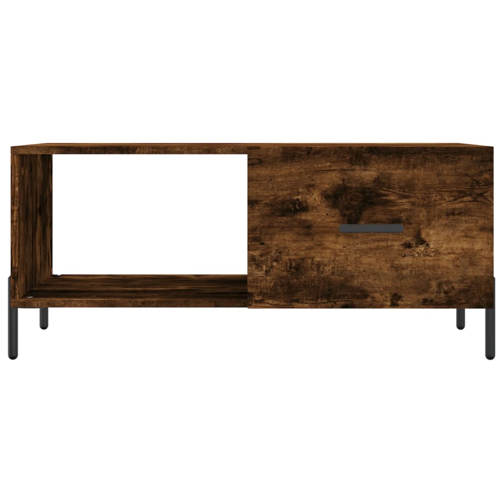 Modern Wooden Living Room Coffee Table With Door & Open Storage Shelf Wood