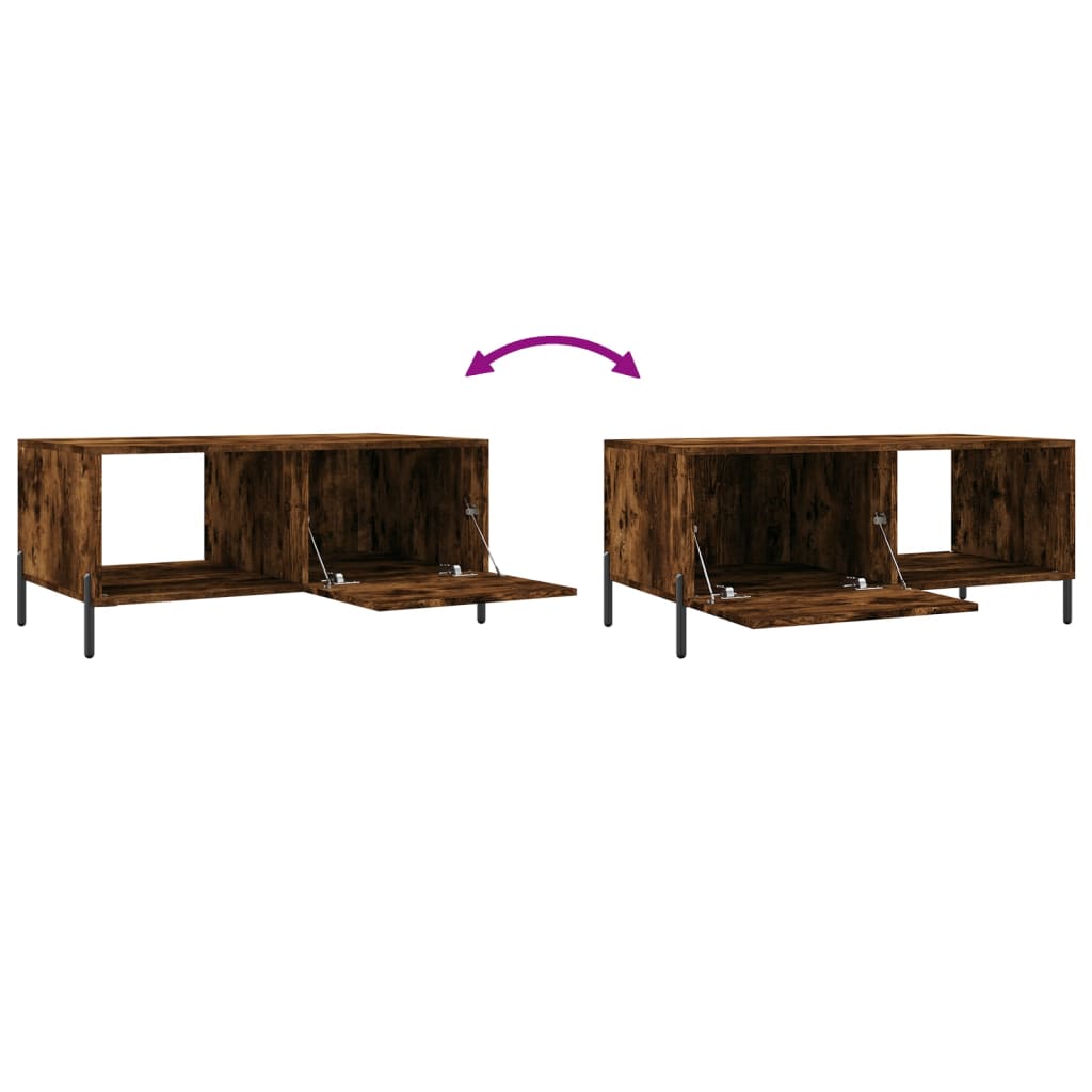 Modern Wooden Living Room Coffee Table With Door & Open Storage Shelf Wood