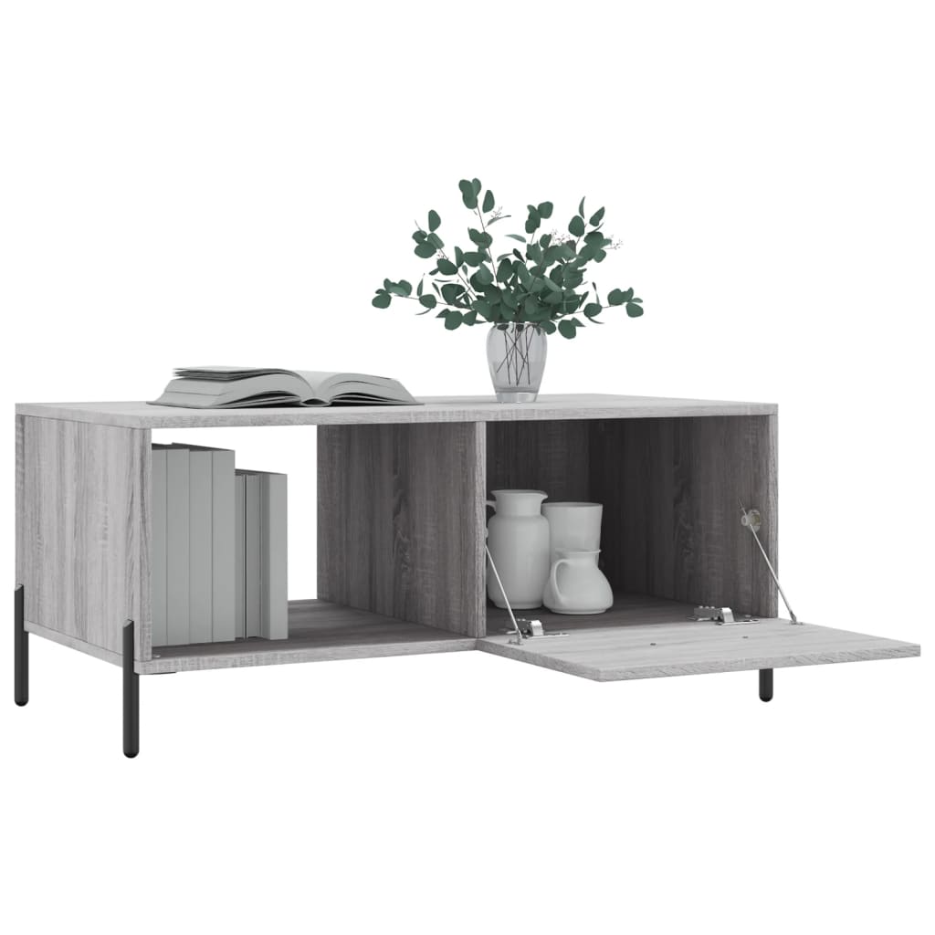 Modern Wooden Living Room Coffee Table With Door & Open Storage Shelf Wood