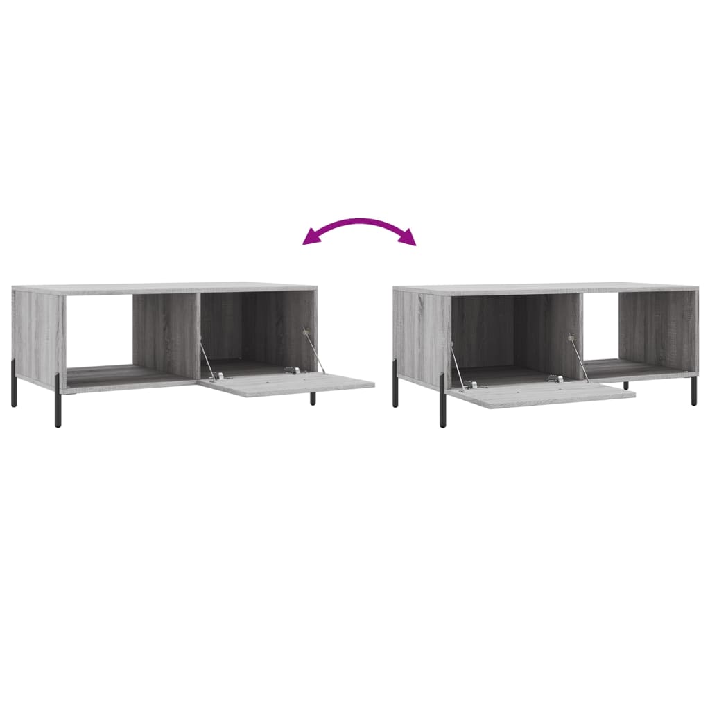 Modern Wooden Living Room Coffee Table With Door & Open Storage Shelf Wood