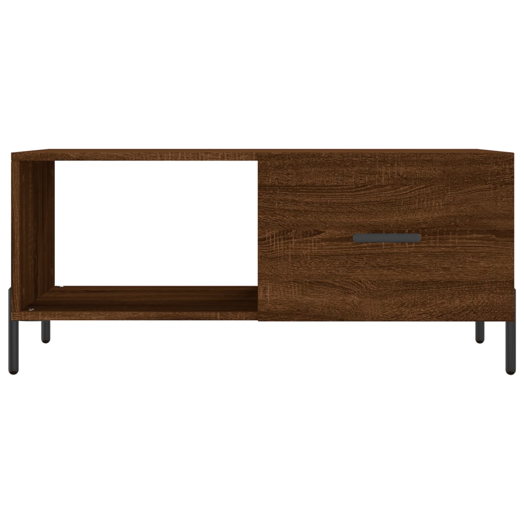 Modern Wooden Living Room Coffee Table With Door & Open Storage Shelf Wood