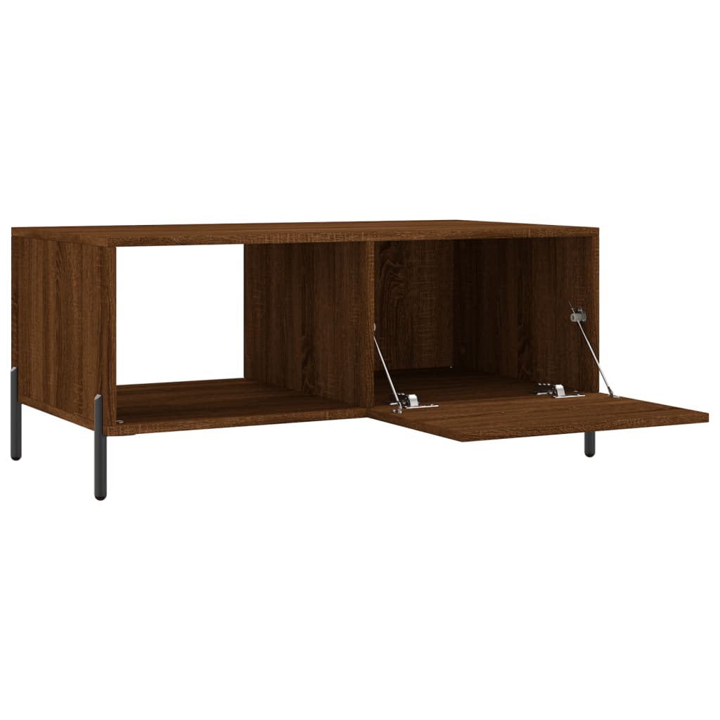 Modern Wooden Living Room Coffee Table With Door & Open Storage Shelf Wood