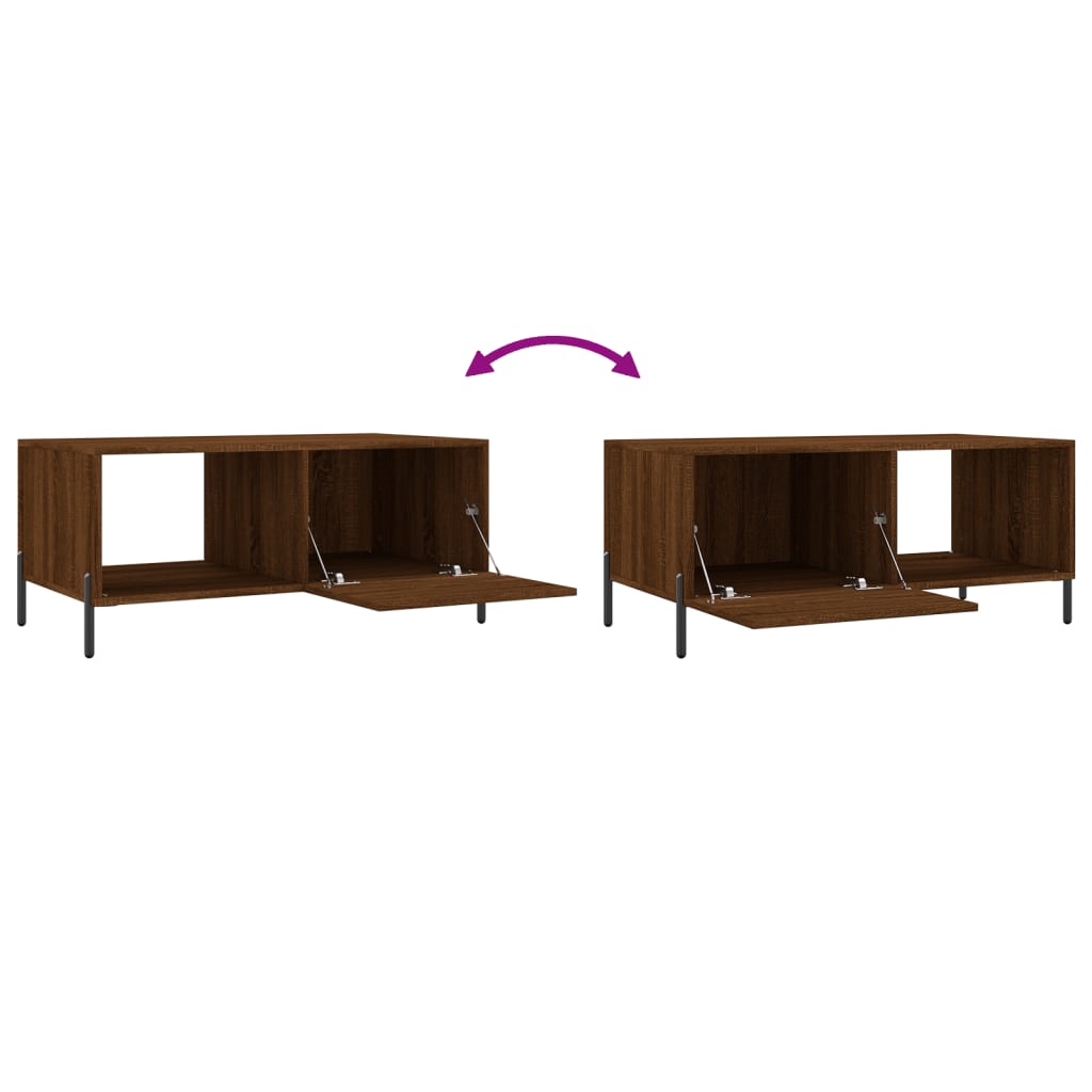 Modern Wooden Living Room Coffee Table With Door & Open Storage Shelf Wood