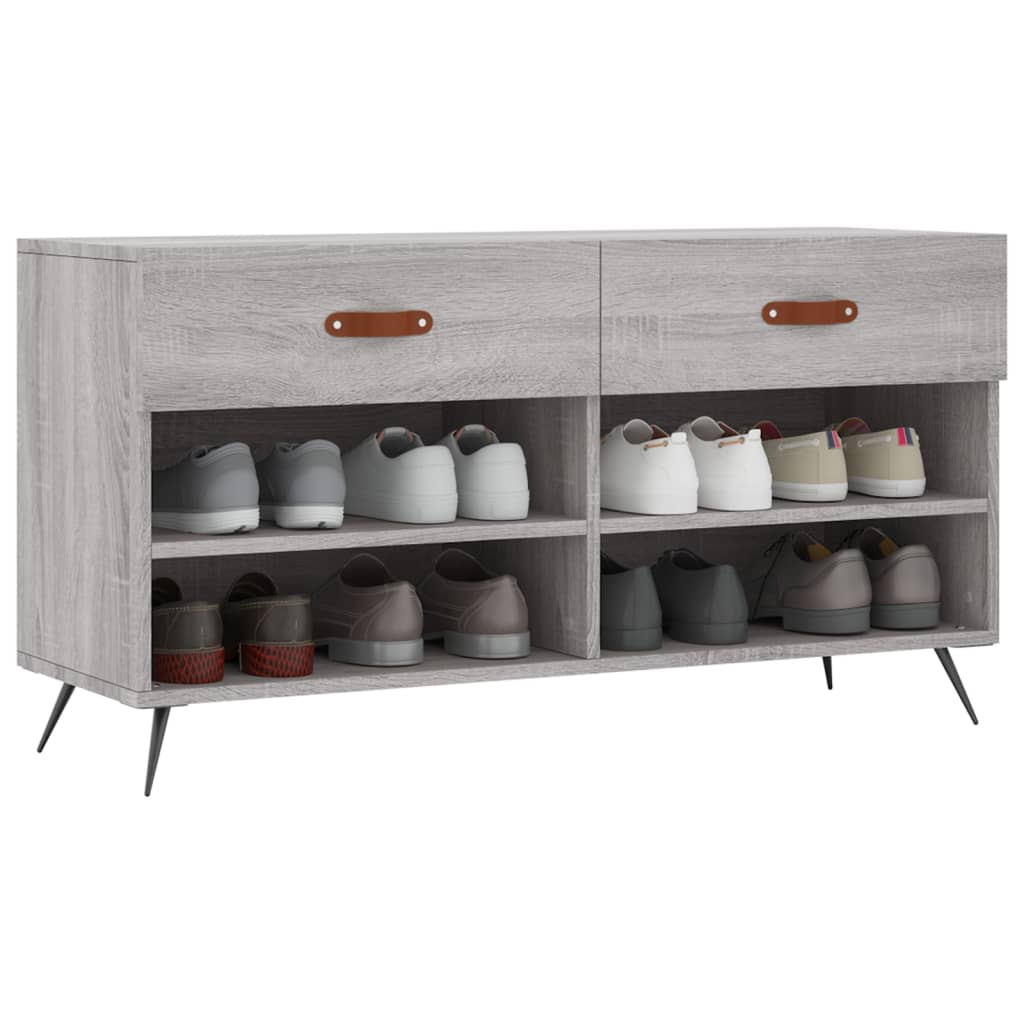 Shoe Bench Grey Sonoma 102x35x55 cm Engineered Wood
