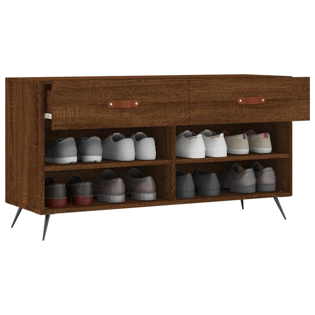 Shoe Bench Brown Oak 102x35x55 cm Engineered Wood