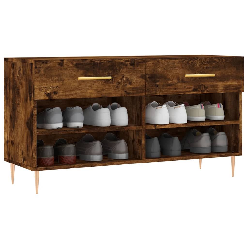 Shoe Bench Smoked Oak 102x35x55 cm Engineered Wood