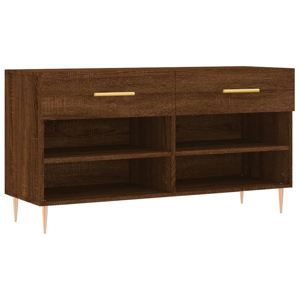 Shoe Bench Brown Oak 102x35x55 cm Engineered Wood