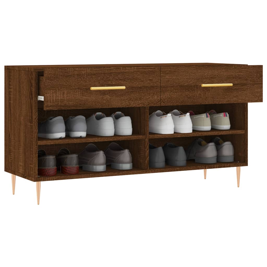 Shoe Bench Brown Oak 102x35x55 cm Engineered Wood