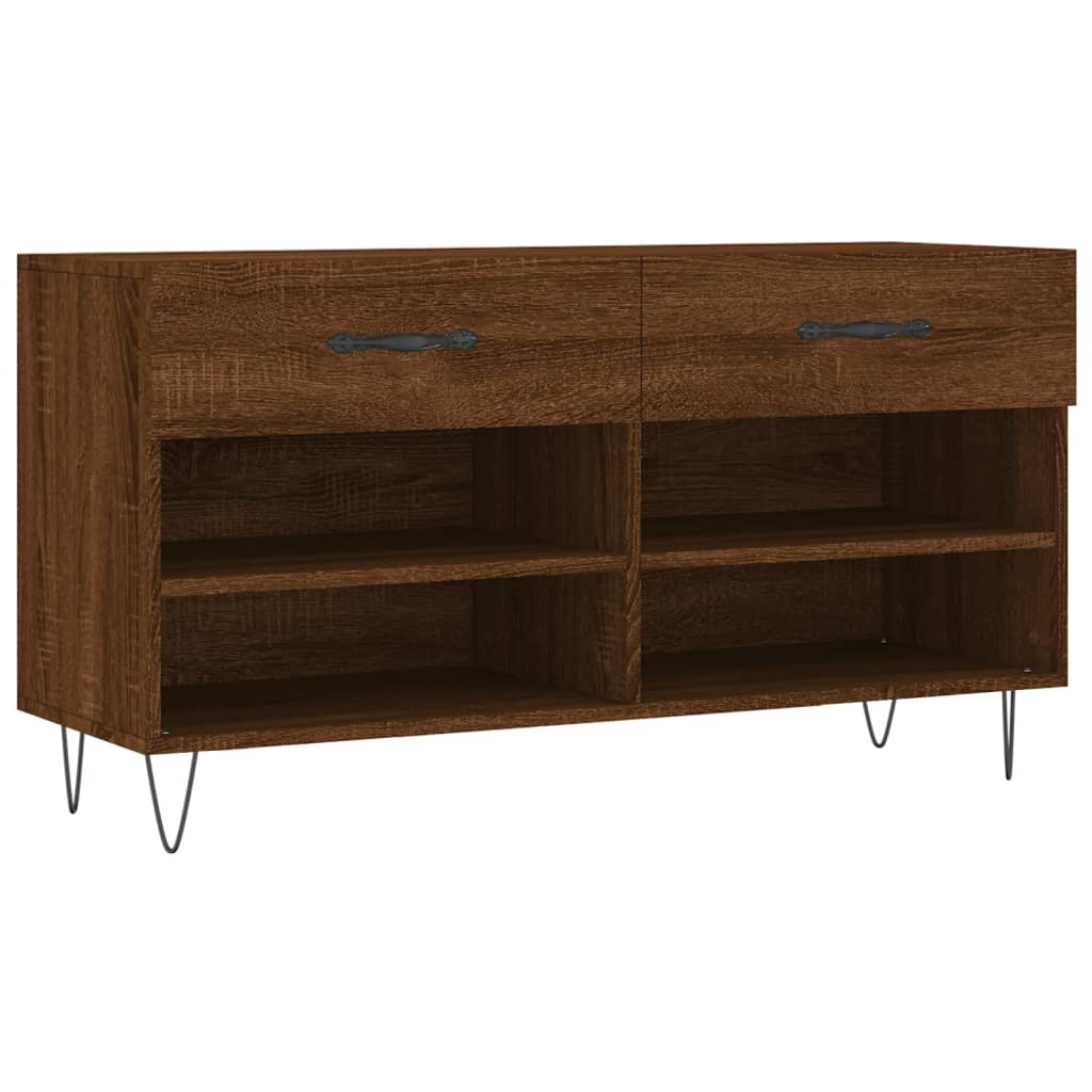 Shoe Bench Brown Oak 102x35x55 cm Engineered Wood