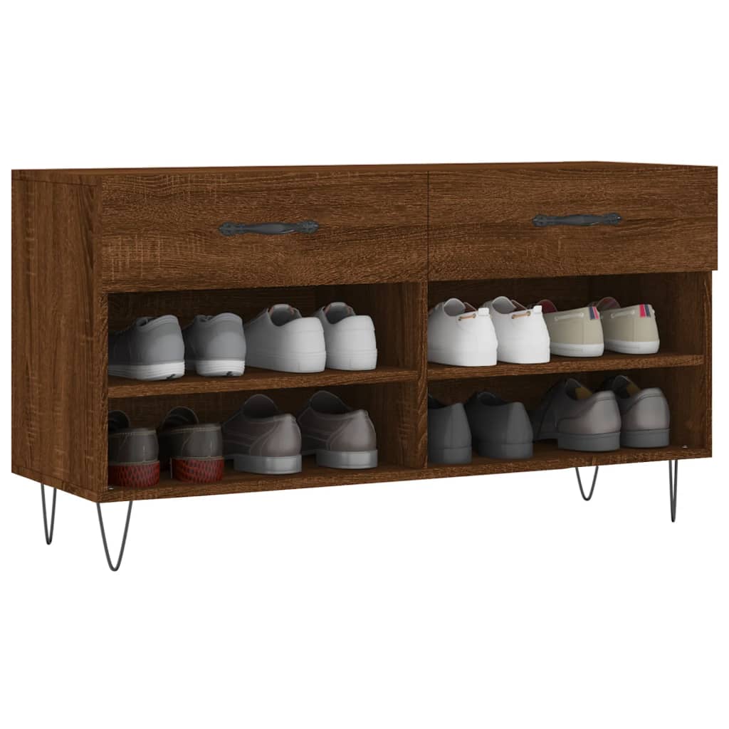 Shoe Bench Brown Oak 102x35x55 cm Engineered Wood