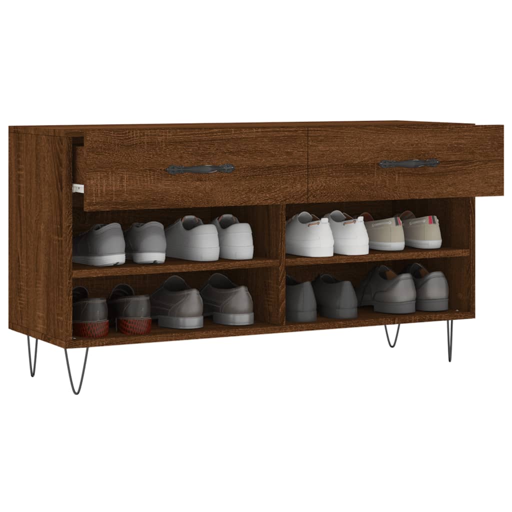 Shoe Bench Brown Oak 102x35x55 cm Engineered Wood