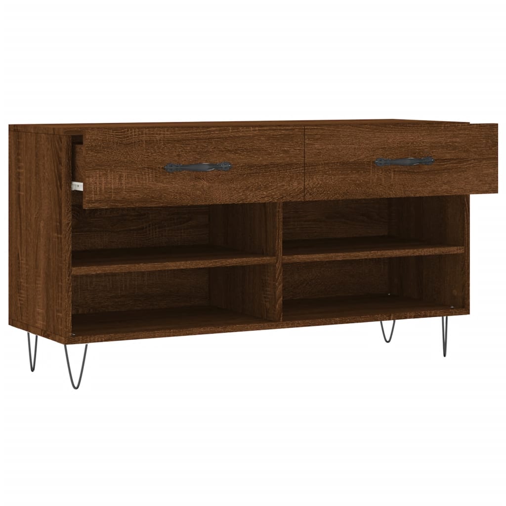 Shoe Bench Brown Oak 102x35x55 cm Engineered Wood