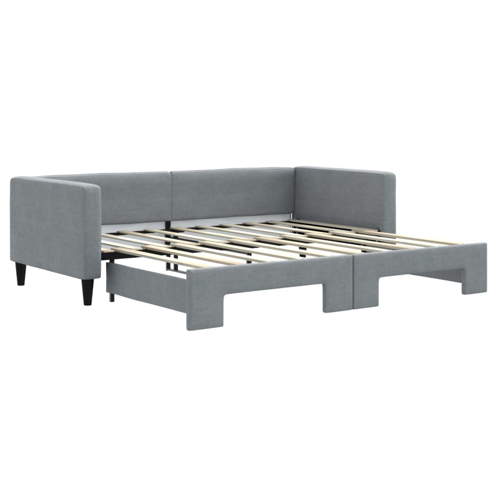 Daybed with Trundle without Mattress Light Grey 90x190 cm Single
