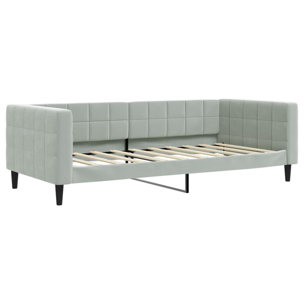 Daybed with Mattress Light Grey 90x190 cm Velvet