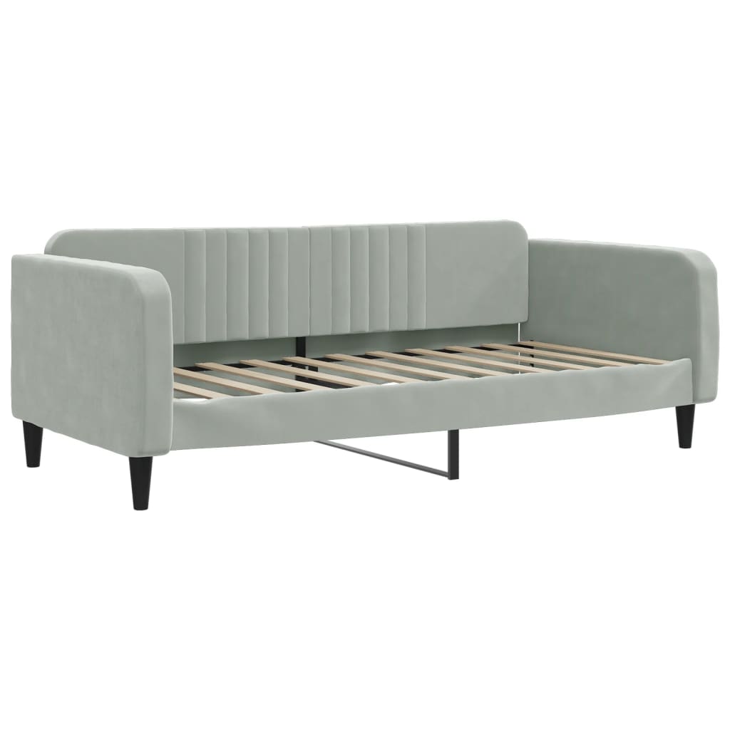 Daybed with Mattress Light Grey 90x190 cm Velvet