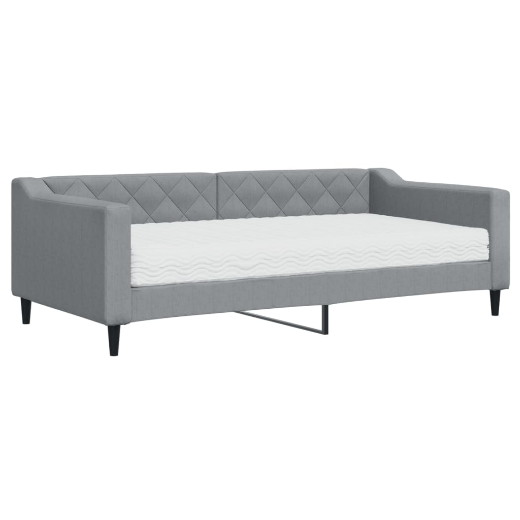 Daybed with Mattress Light Grey 90x190 cm Fabric