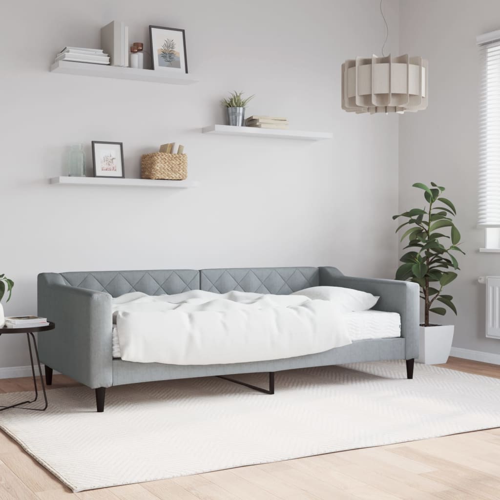 Daybed with Mattress Light Grey 90x190 cm Fabric