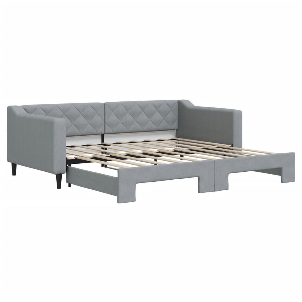 Daybed with Trundle without Mattress Light Grey 90x190 cm Single