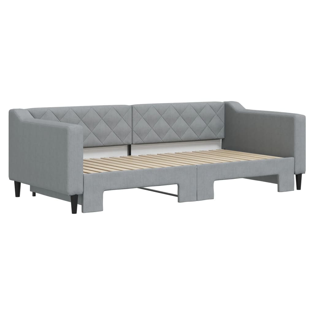Daybed with Trundle without Mattress Light Grey 90x190 cm Single