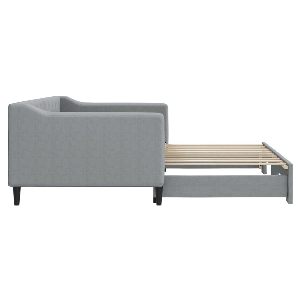Daybed with Trundle without Mattress Light Grey 90x190 cm Single