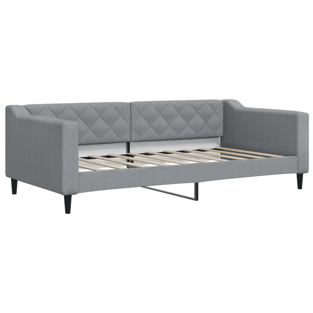 Daybed with Trundle and Mattresses Light Grey 90x190 cm Fabric
