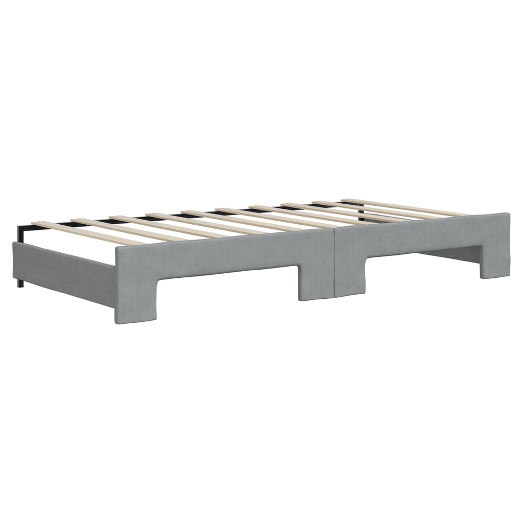 Daybed with Trundle and Mattresses Light Grey 90x190 cm Fabric