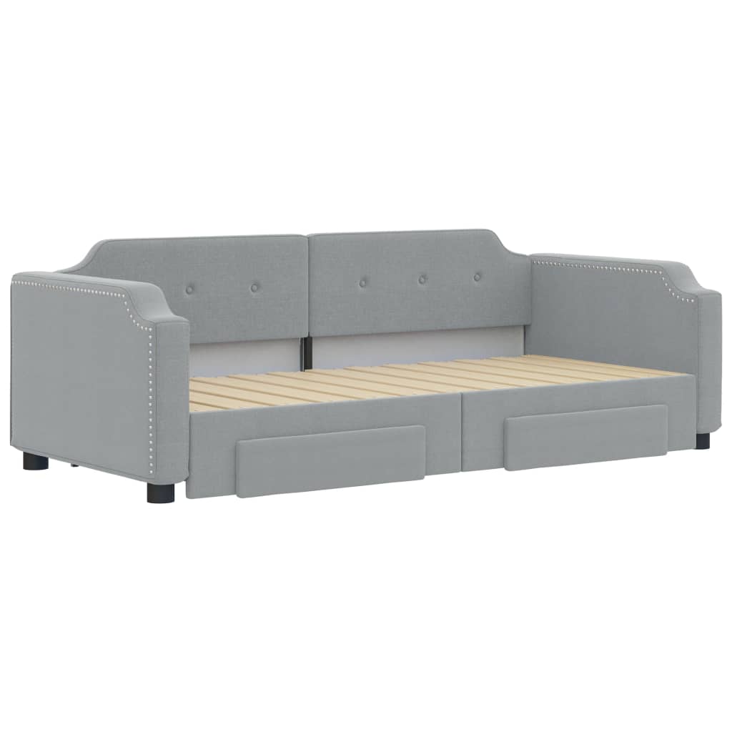 Daybed with Trundle&Drawers without Mattress Light Grey 90x190 cm Single