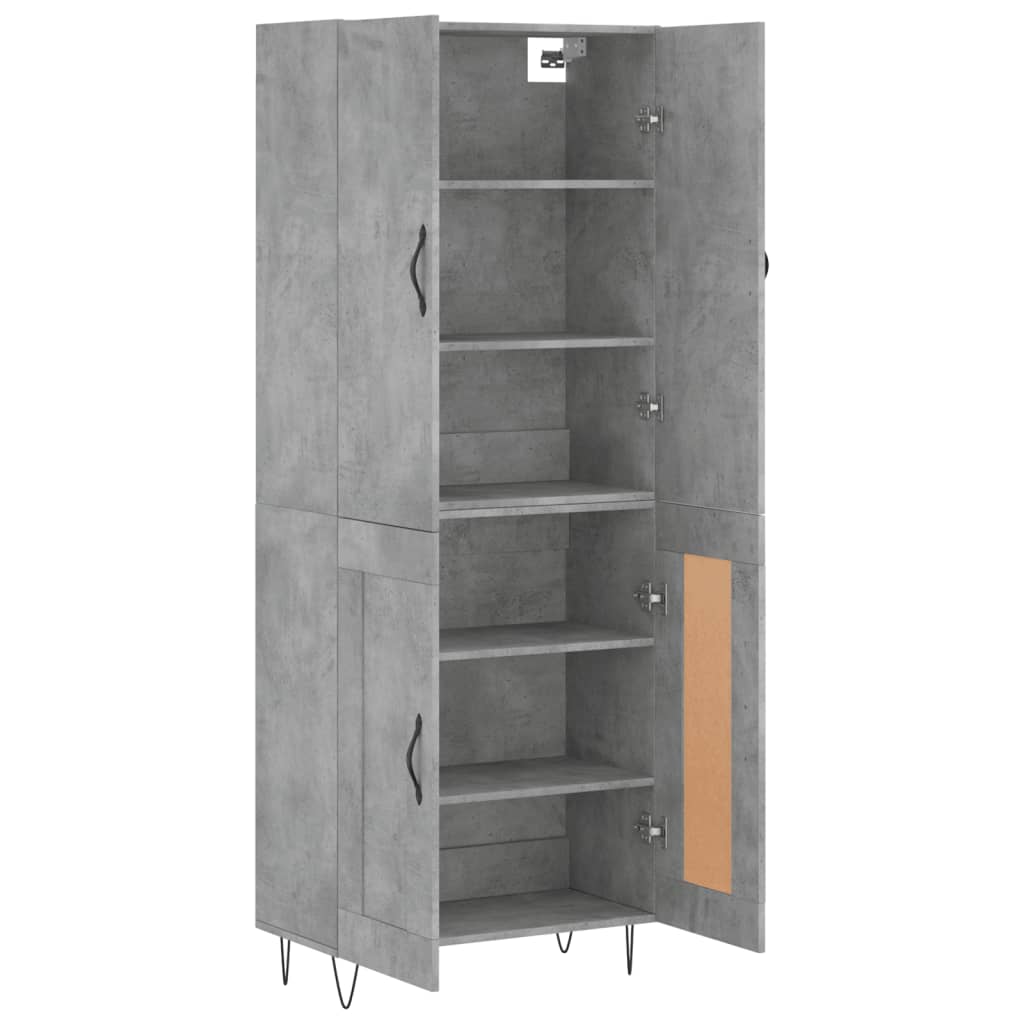 Highboard Concrete Grey 69.5x34x180 cm Engineered Wood
