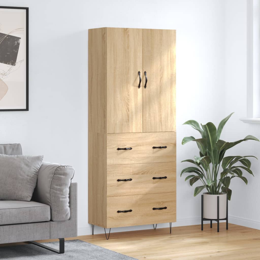 Highboard Sonoma Oak 69.5x34x180 cm Engineered Wood