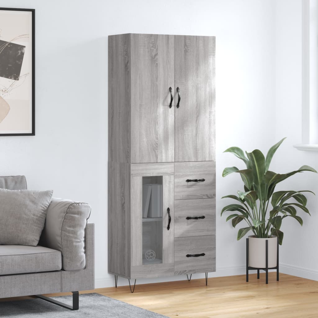 Highboard Grey Sonoma 69.5x34x180 cm Engineered Wood