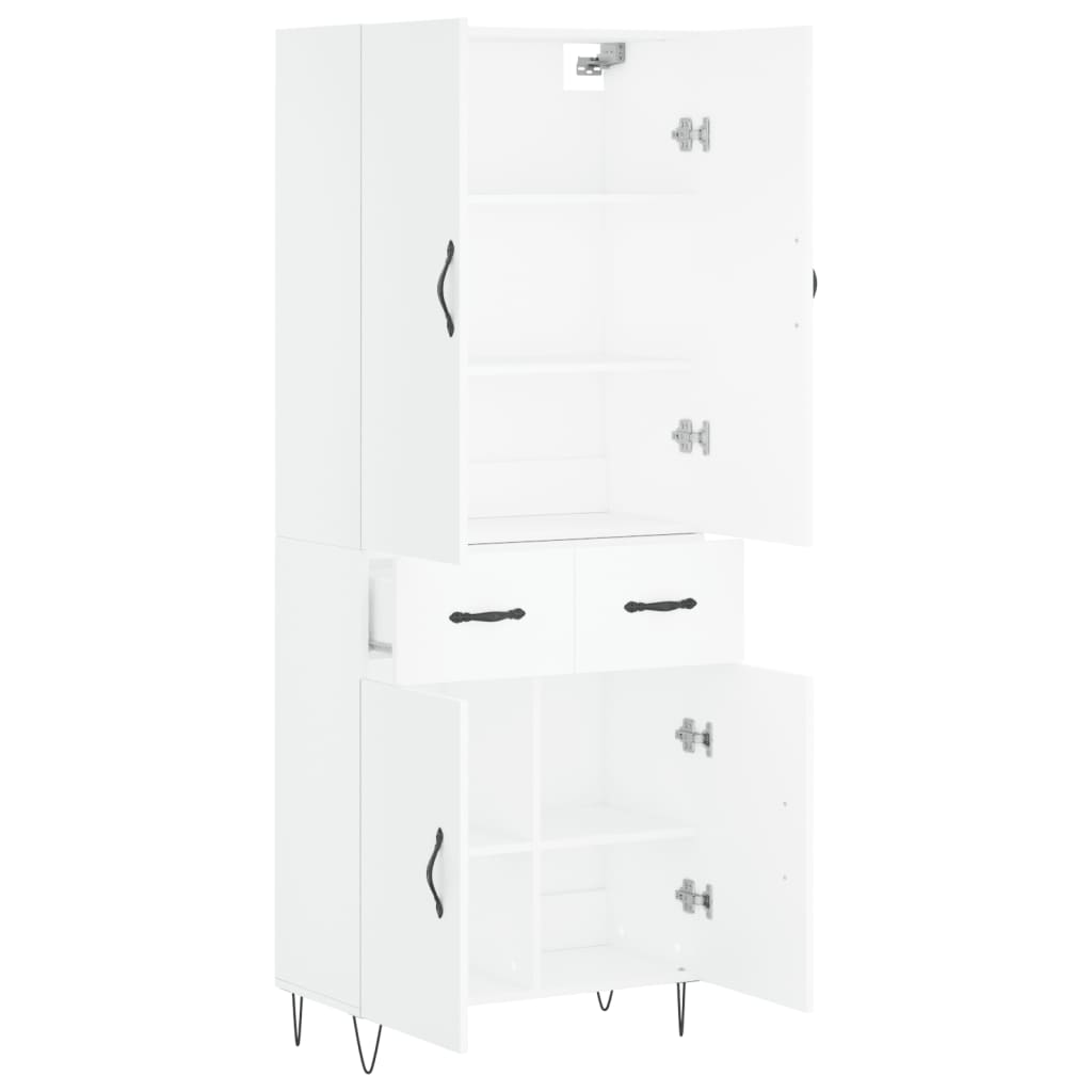 Highboard White 69.5x34x180 cm Engineered Wood