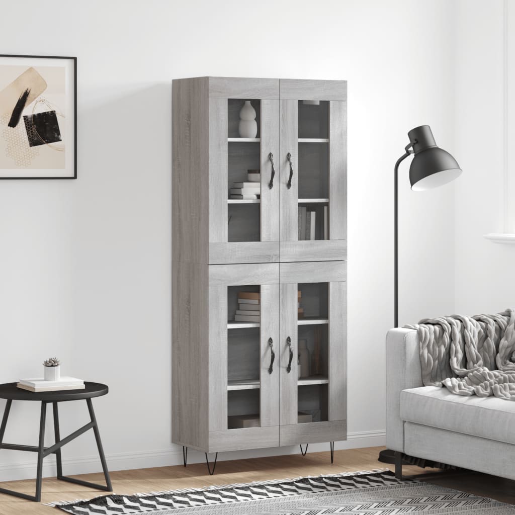 Highboard Grey Sonoma 69.5x34x180 cm Engineered Wood