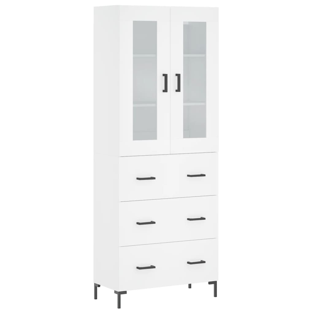 Highboard White 69.5x34x180 cm Engineered Wood