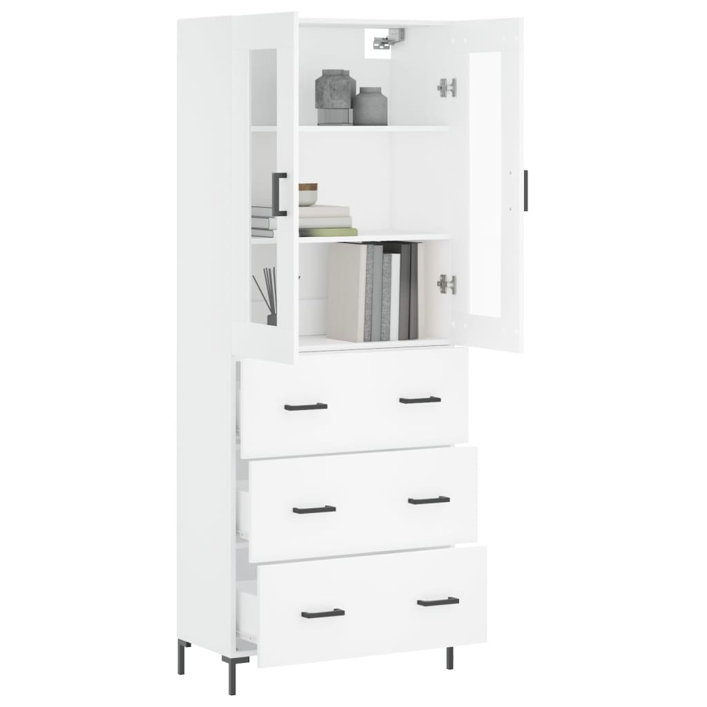 Highboard White 69.5x34x180 cm Engineered Wood
