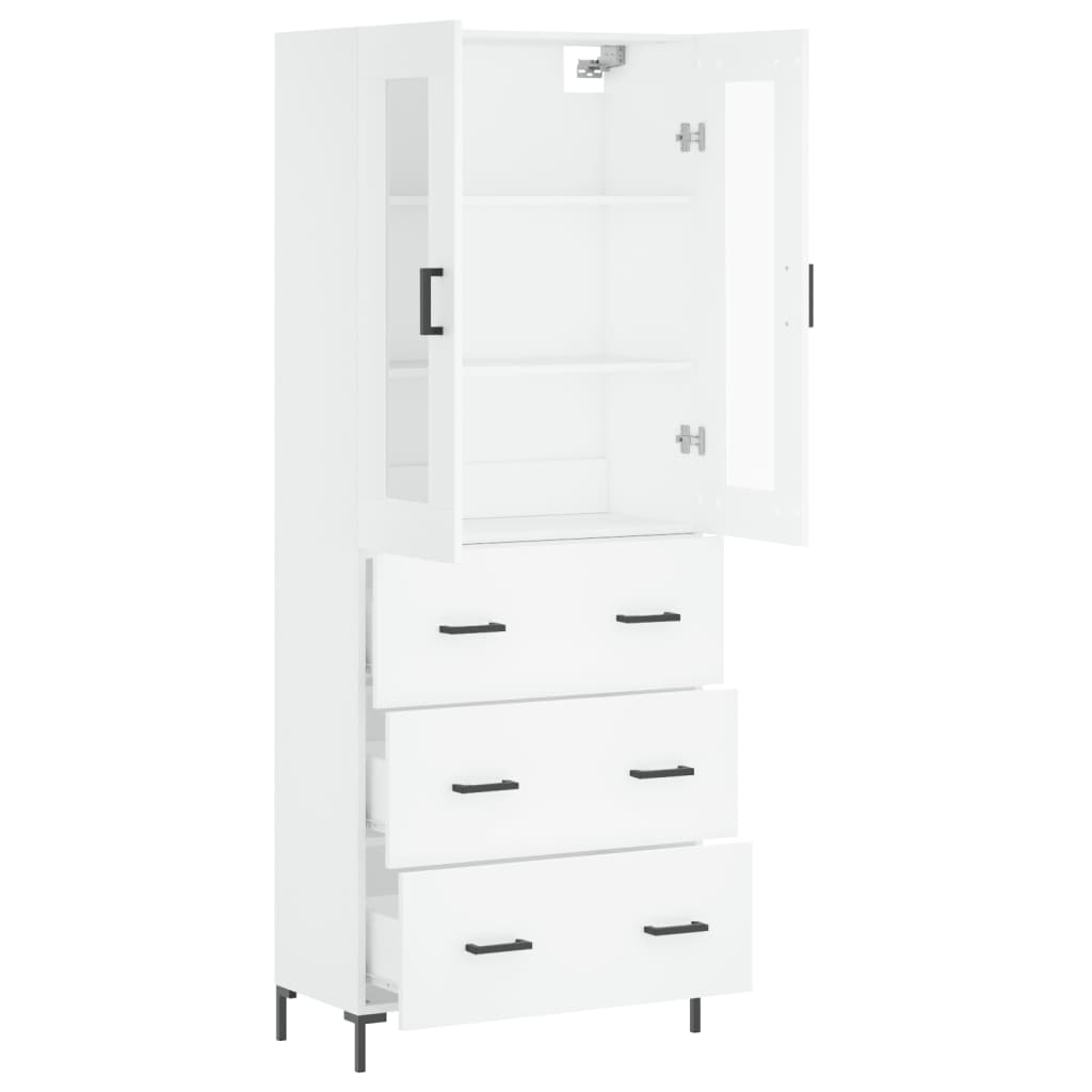 Highboard White 69.5x34x180 cm Engineered Wood