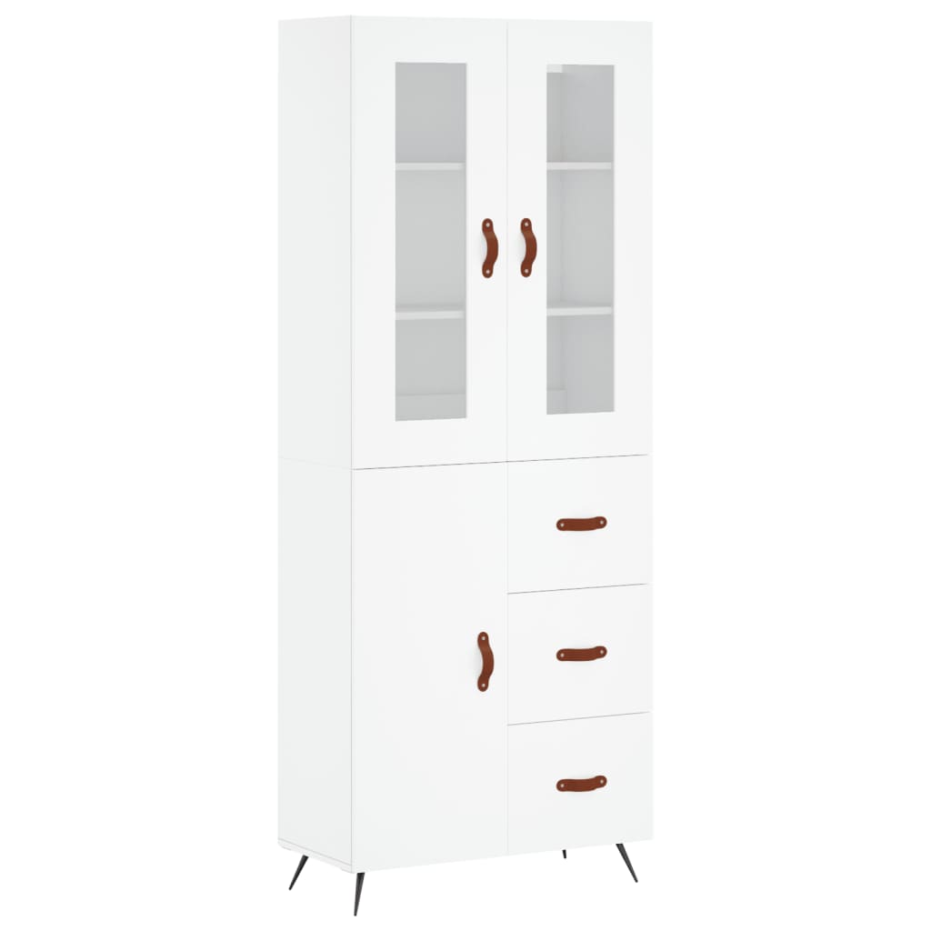 Highboard White 69.5x34x180 cm Engineered Wood