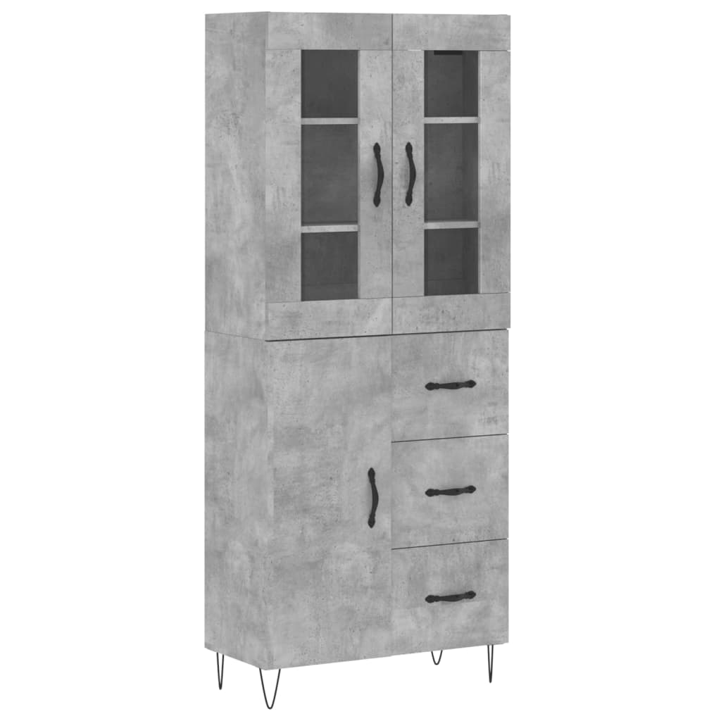 Highboard Concrete Grey 69.5x34x180 cm Engineered Wood