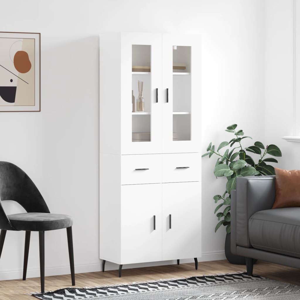 Highboard White 69.5x34x180 cm Engineered Wood