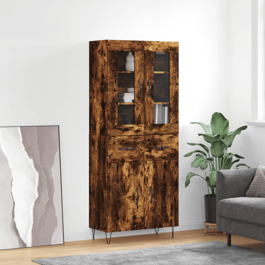 Highboard Smoked Oak 69.5x34x180 cm Engineered Wood
