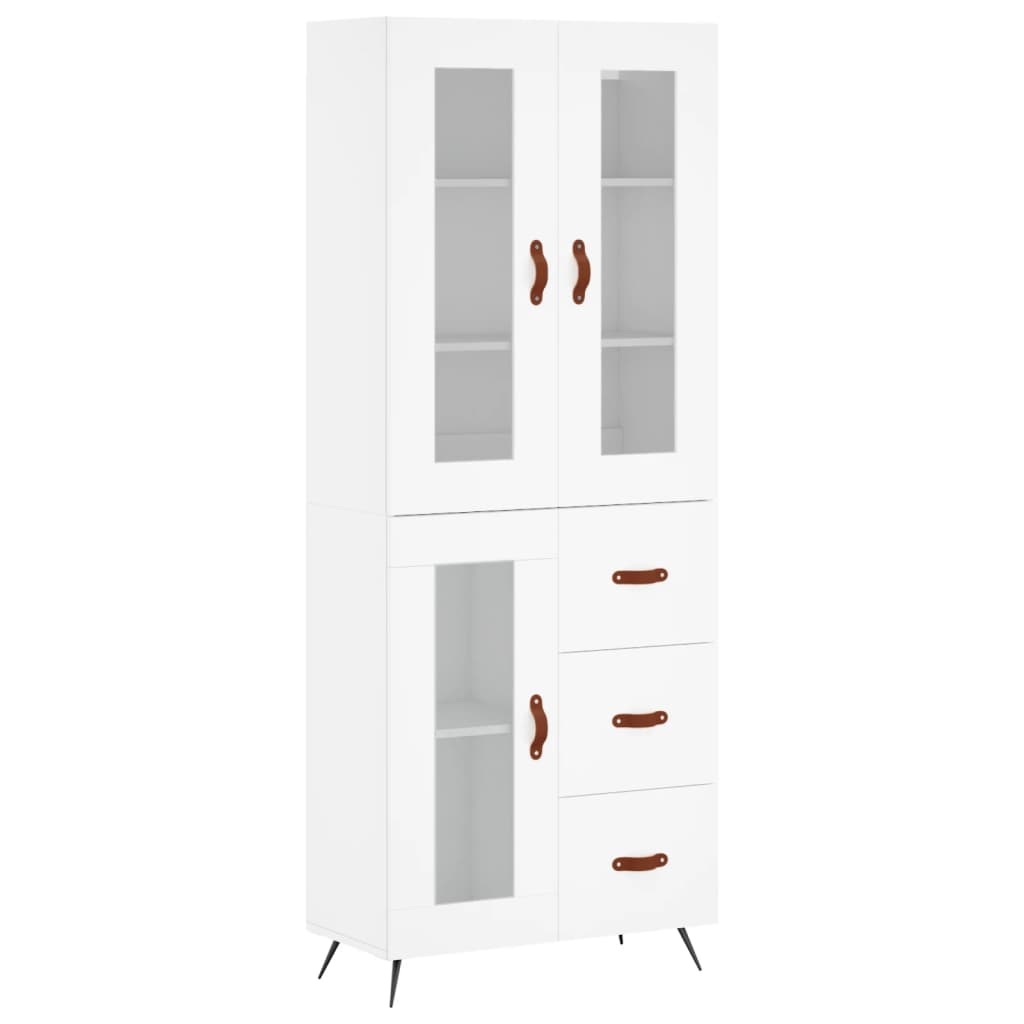 Highboard White 69.5x34x180 cm Engineered Wood