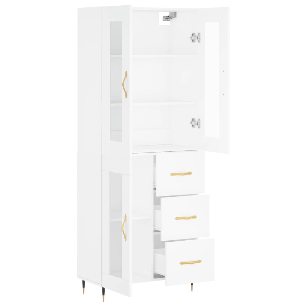 Highboard White 69.5x34x180 cm Engineered Wood