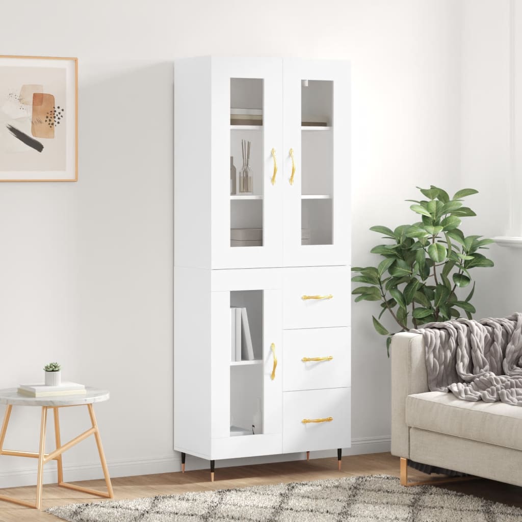 Highboard White 69.5x34x180 cm Engineered Wood